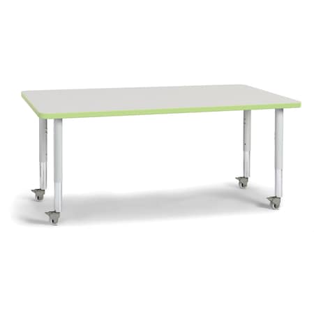Jonti-Craft Berries Rectangle Activity Table, 30 in. x 60 in., Mobile, Freckled Gray/Key Lime/Gray 6408JCM130